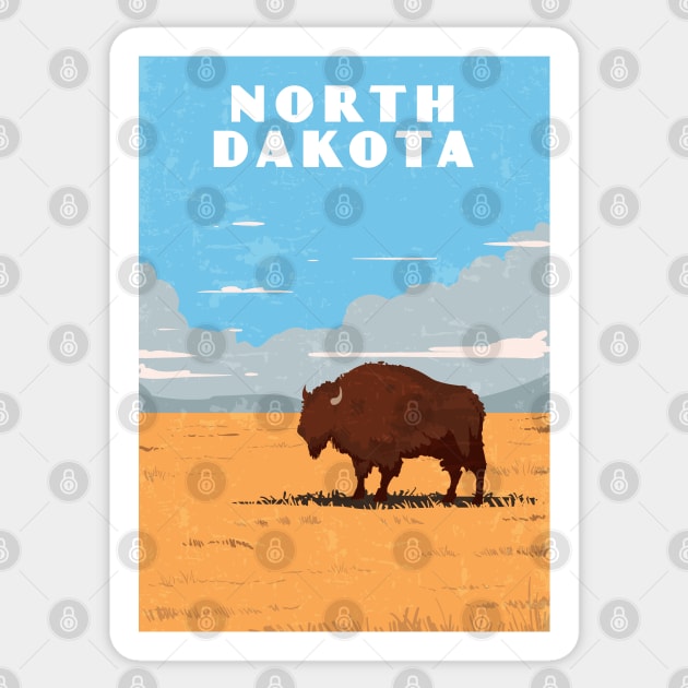 North Dakota, USA .Retro travel poster Sticker by GreekTavern